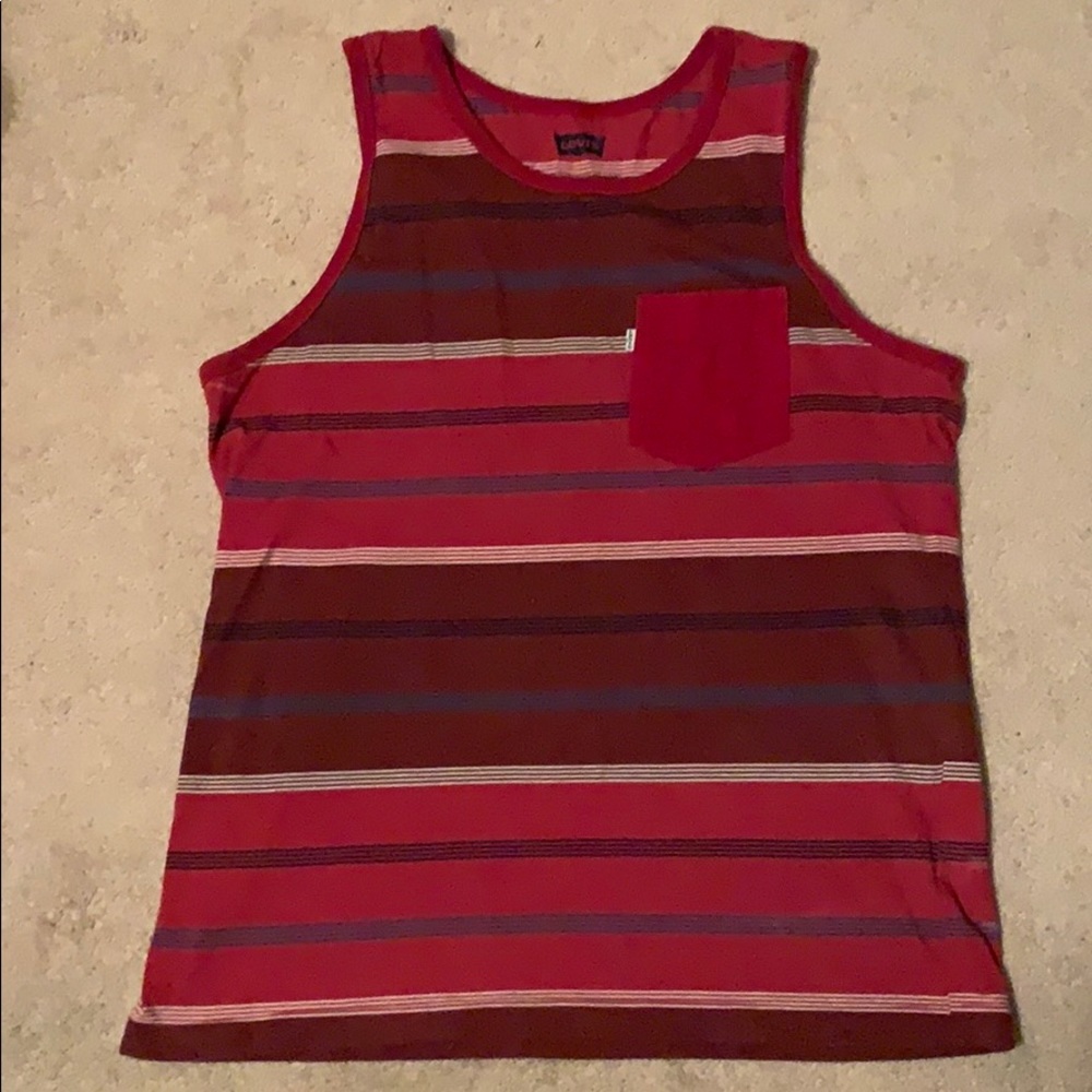 Levi’s Red white and navy striped tank